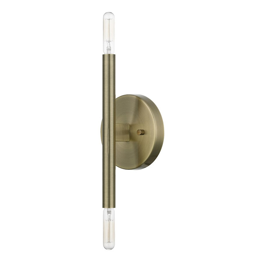 Livex Copenhagen 2 Light ADA 10" Wall Sconce, Antique Brass