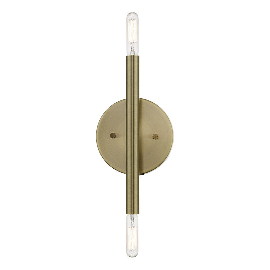 Livex Copenhagen 2 Light ADA 10" Wall Sconce, Antique Brass