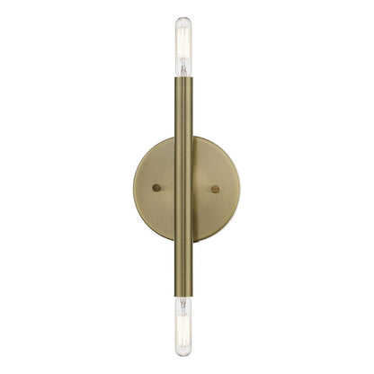 Livex Copenhagen 2 Light ADA 10" Wall Sconce, Antique Brass