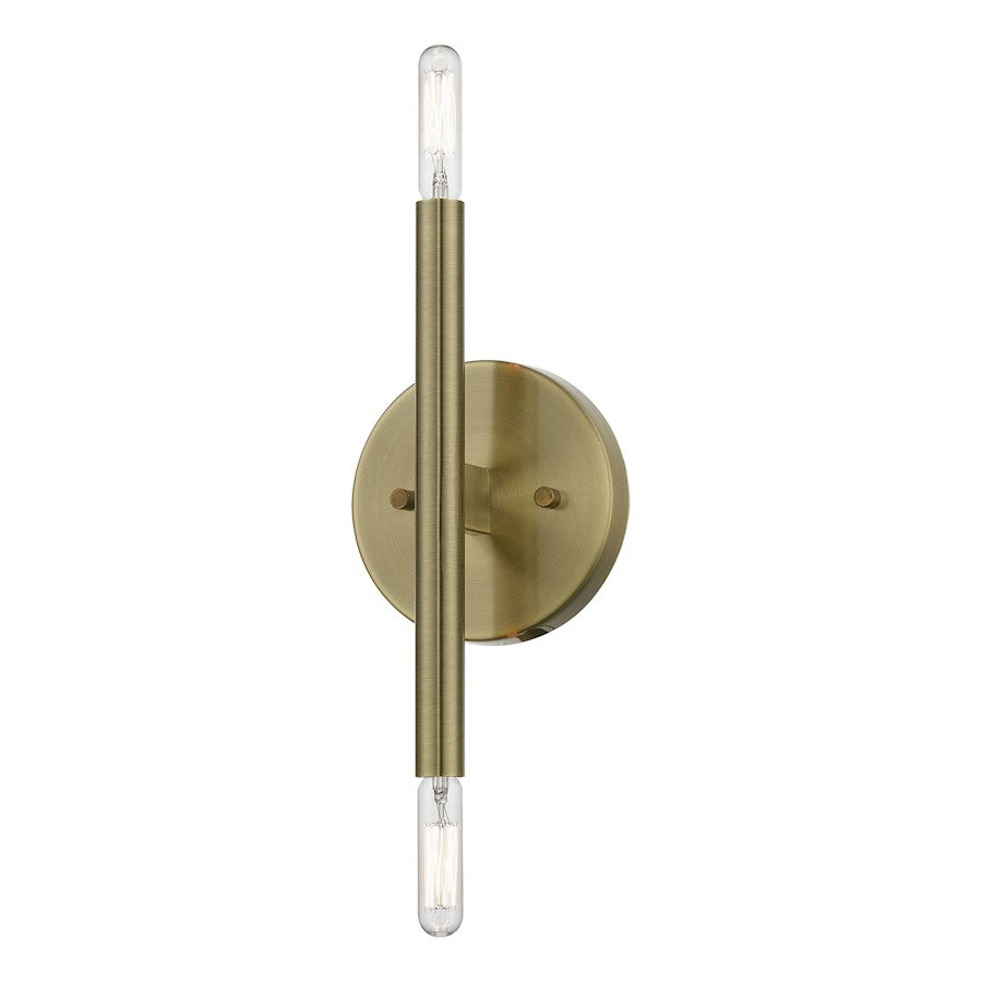 Livex Copenhagen 2 Light ADA 10" Wall Sconce, Antique Brass
