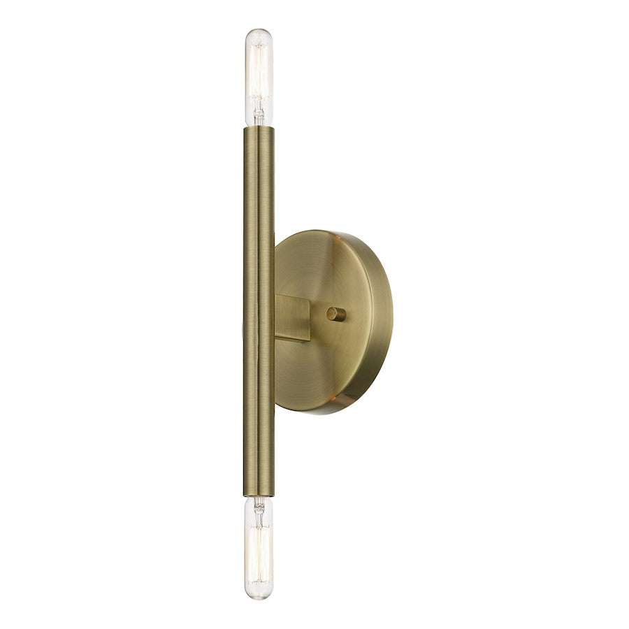 Livex Copenhagen 2 Light ADA 10" Wall Sconce, Antique Brass