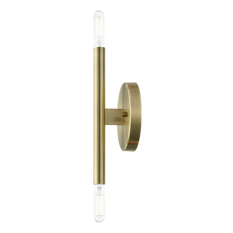 Livex Copenhagen 2 Light ADA 10" Wall Sconce, Antique Brass