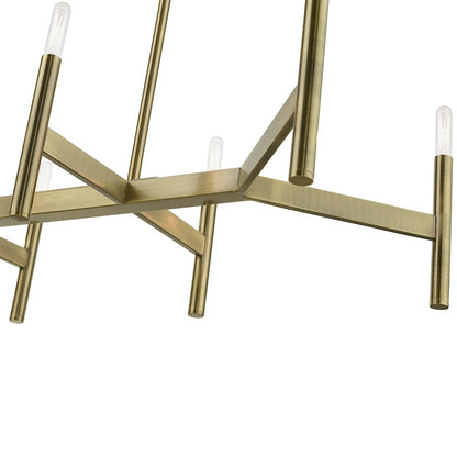 Livex Copenhagen 8 Light Linear Chandelier, Antique Brass