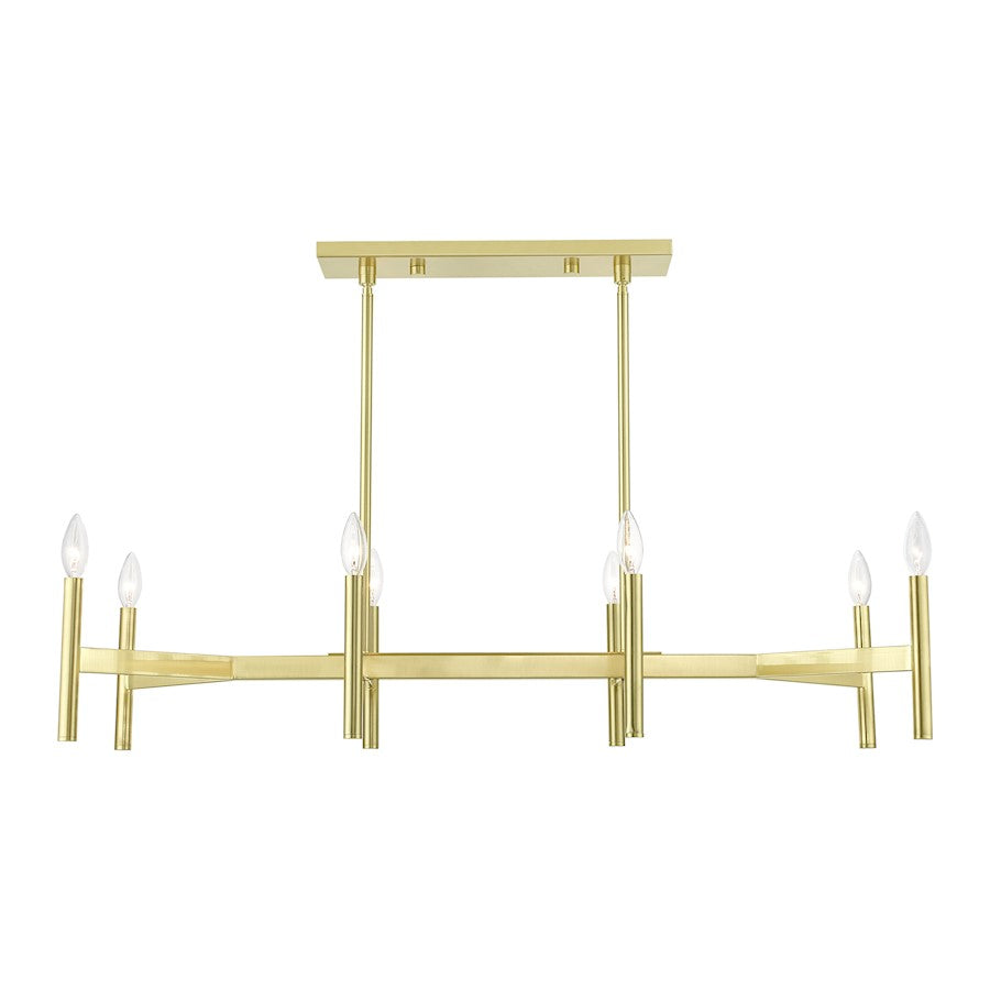 Livex Copenhagen 8 Light Linear Chandelier, Satin Brass