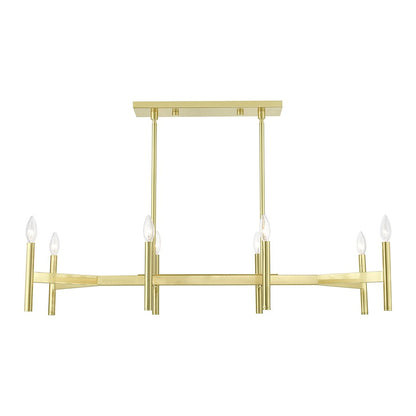 Livex Copenhagen 8 Light Linear Chandelier, Satin Brass