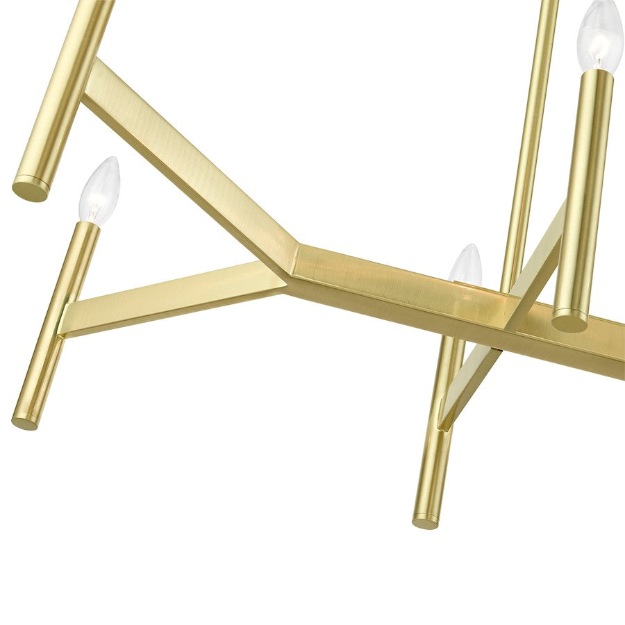 Livex Copenhagen 8 Light Linear Chandelier, Satin Brass