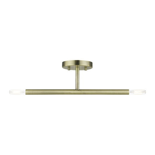 Livex Copenhagen 2 Light Candelabra Semi-Flush Mount, Antique Brass