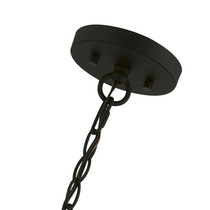Livex Palma 5 Light Pendant Chandelier, Black/Black/Orange Fabric