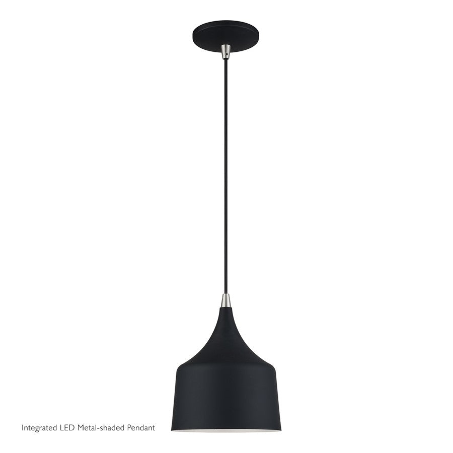 Livex Bolita Lt LED Pendant, Black/Nickel/Black Aluminum/White - 51472-04