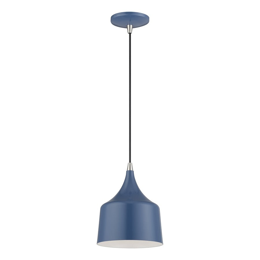 Livex Bolita Lt LED Pendant, Blue/Nickel/Blue Aluminum/White