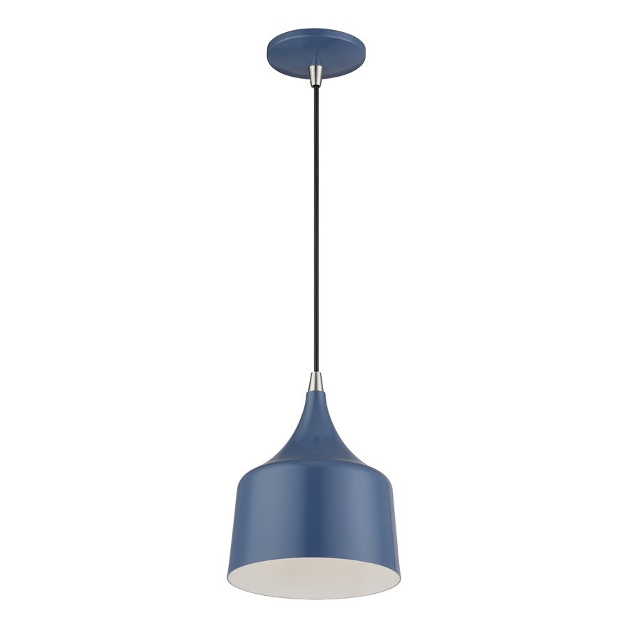 Livex Bolita Lt LED Pendant, Blue/Nickel/Blue Aluminum/White