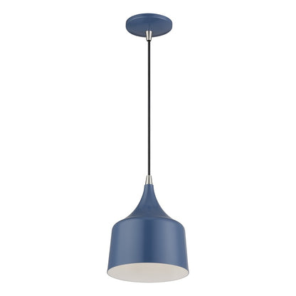 Livex Bolita Lt LED Pendant, Blue/Nickel/Blue Aluminum/White