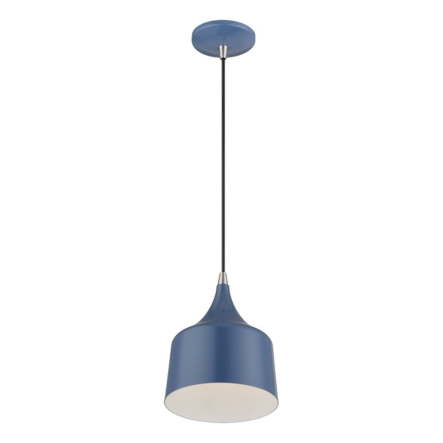 Livex Bolita Lt LED Pendant, Blue/Nickel/Blue Aluminum/White