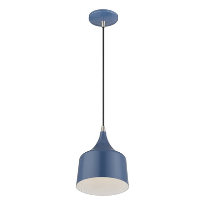 Livex Bolita Lt LED Pendant, Blue/Nickel/Blue Aluminum/White