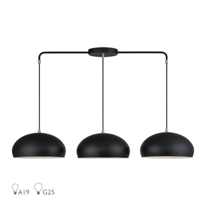 Livex Domma 3Lt Extra Large Chandelier, Black/Nickel/Black/White - 51512-04