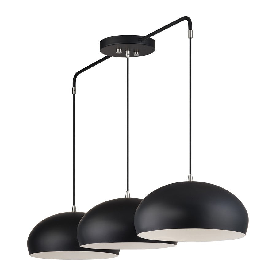 Livex Domma 3Lt Extra Large Chandelier, Black/Nickel/Black/White