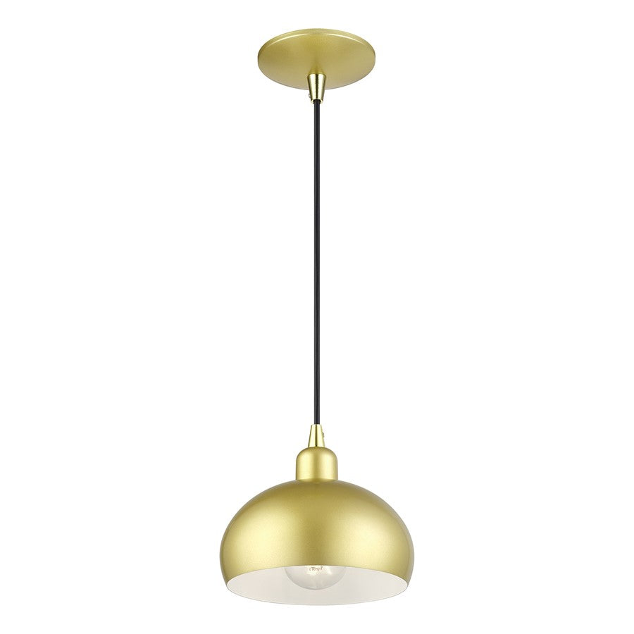 Livex Domma 1Lt Mini Pendant, Gold/Polished Brass/Gold/White