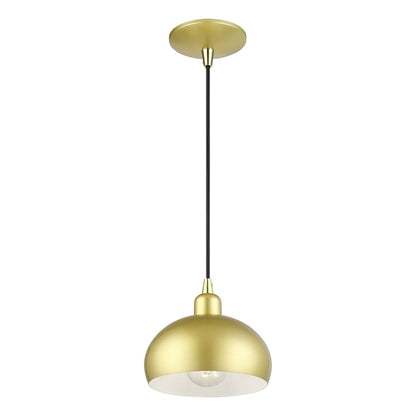 Livex Domma 1Lt Mini Pendant, Gold/Polished Brass/Gold/White