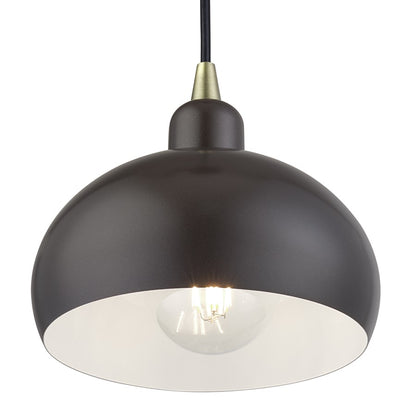 Livex Domma 1Lt Mini Pendant, Bronze/Brass Accents/Bronze/Shiny White