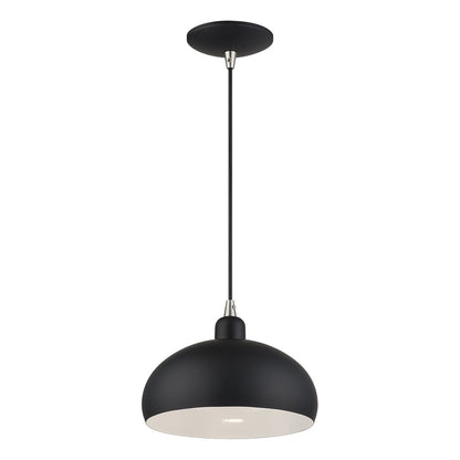Livex Domma 1Lt 10"Dia Pendant, Black/Nickel/Black/White
