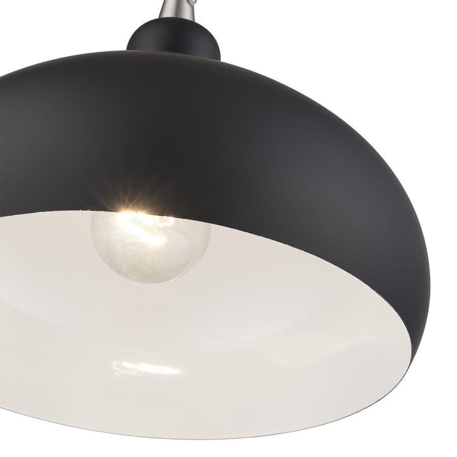 Livex Domma 1Lt 10"Dia Pendant, Black/Nickel/Black/White