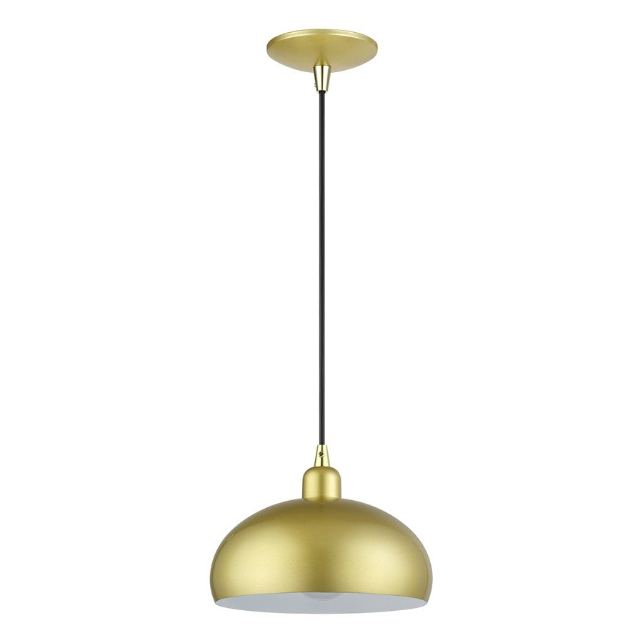Livex Domma 1Lt 10"Dia Pendant, Gold/Polished Brass/Gold/White
