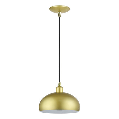 Livex Domma 1Lt 10"Dia Pendant, Gold/Polished Brass/Gold/White