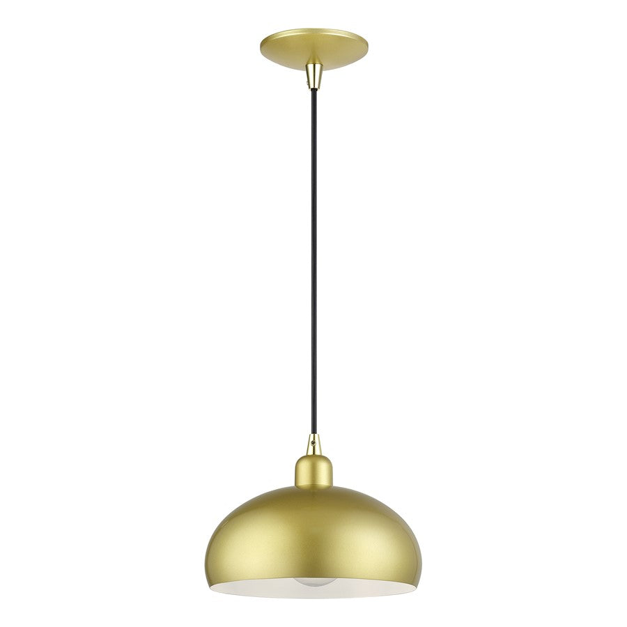 Livex Domma 1Lt 10"Dia Pendant, Gold/Polished Brass/Gold/White