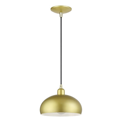 Livex Domma 1Lt 10"Dia Pendant, Gold/Polished Brass/Gold/White