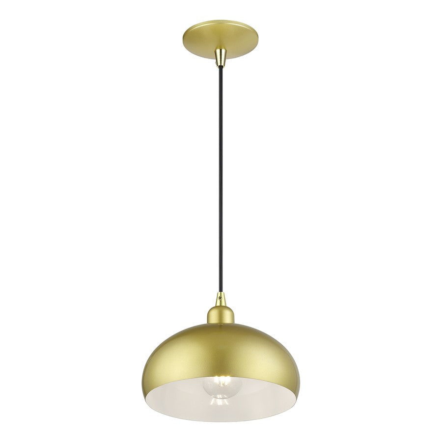 Livex Domma 1Lt 10"Dia Pendant, Gold/Polished Brass/Gold/White
