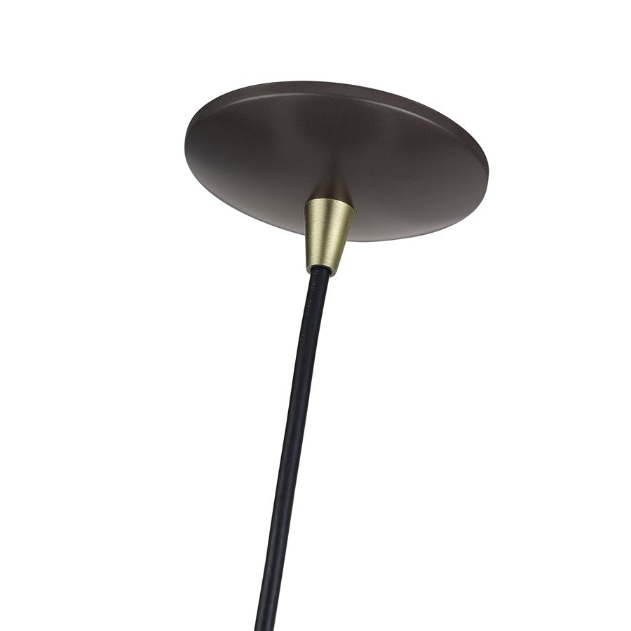 Livex Domma 1Lt 10"Dia Pendant, Bronze/Brass/Bronze/White