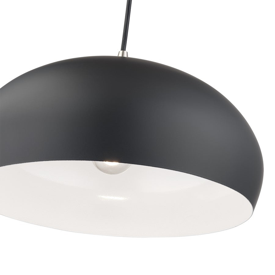 Livex Domma 1Lt 14" Dia Pendant, Black/Nickel/Black/White
