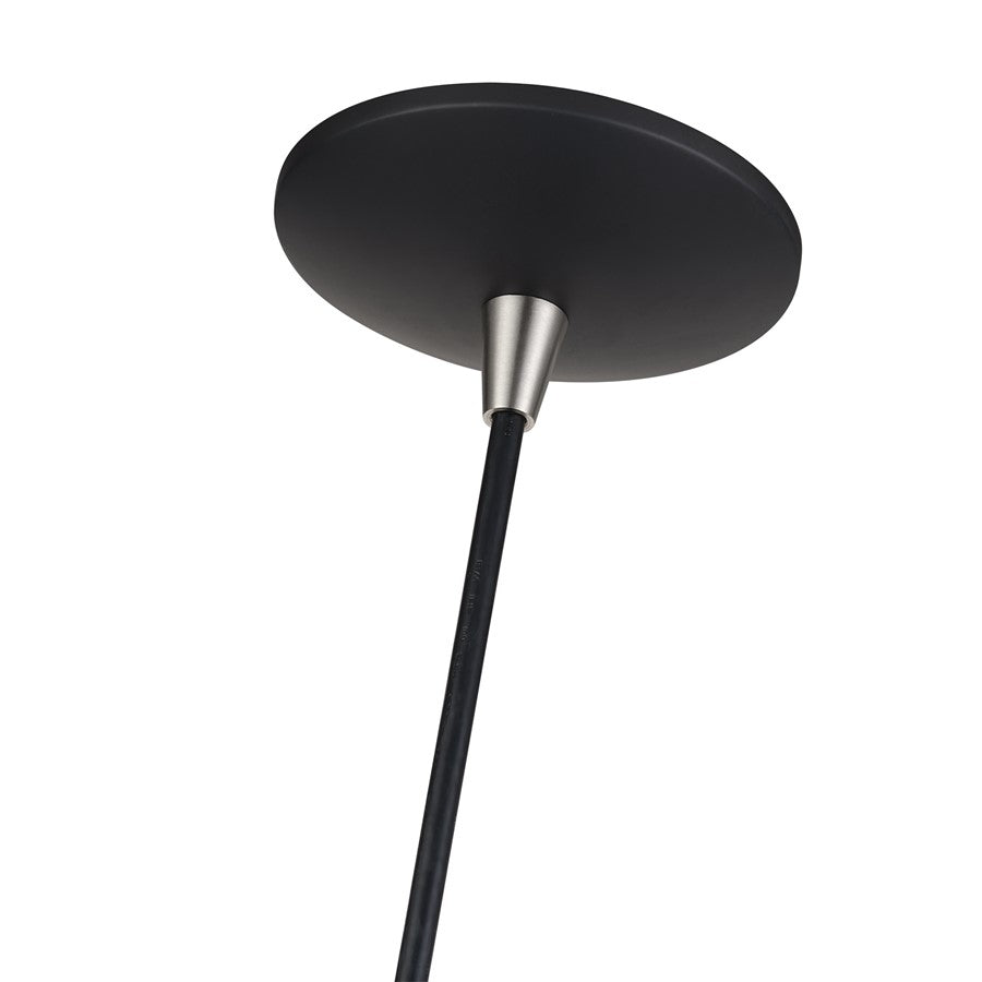 Livex Domma 1Lt 14" Dia Pendant, Black/Nickel/Black/White