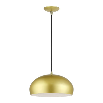 Livex Domma 1Lt 14" Dia Pendant, Gold/Polished Brass/Gold/White