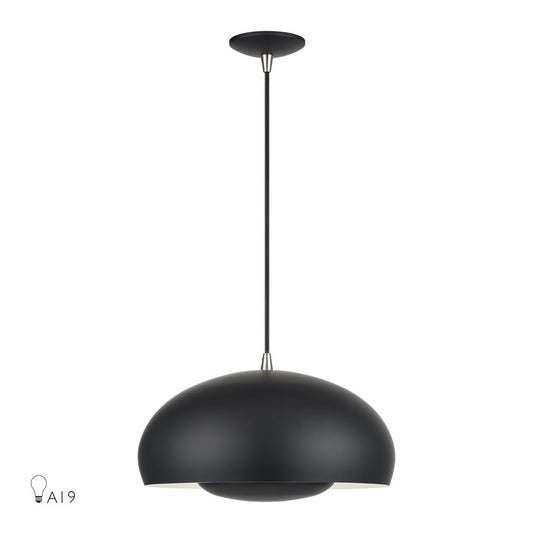 Livex Domma 3Lt Pendant, Black/Nickel Accents/Black/Shiny White - 51516-04