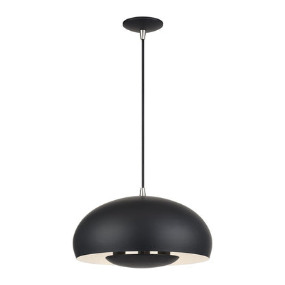 Livex Domma 3Lt Pendant, Black/Nickel Accents/Black/Shiny White