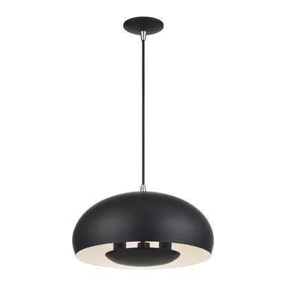 Livex Domma 3Lt Pendant, Black/Nickel Accents/Black/Shiny White