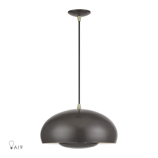 Livex Domma 3Lt Pendant, Bronze/Brass Accents/Bronze/Shiny White - 51516-92