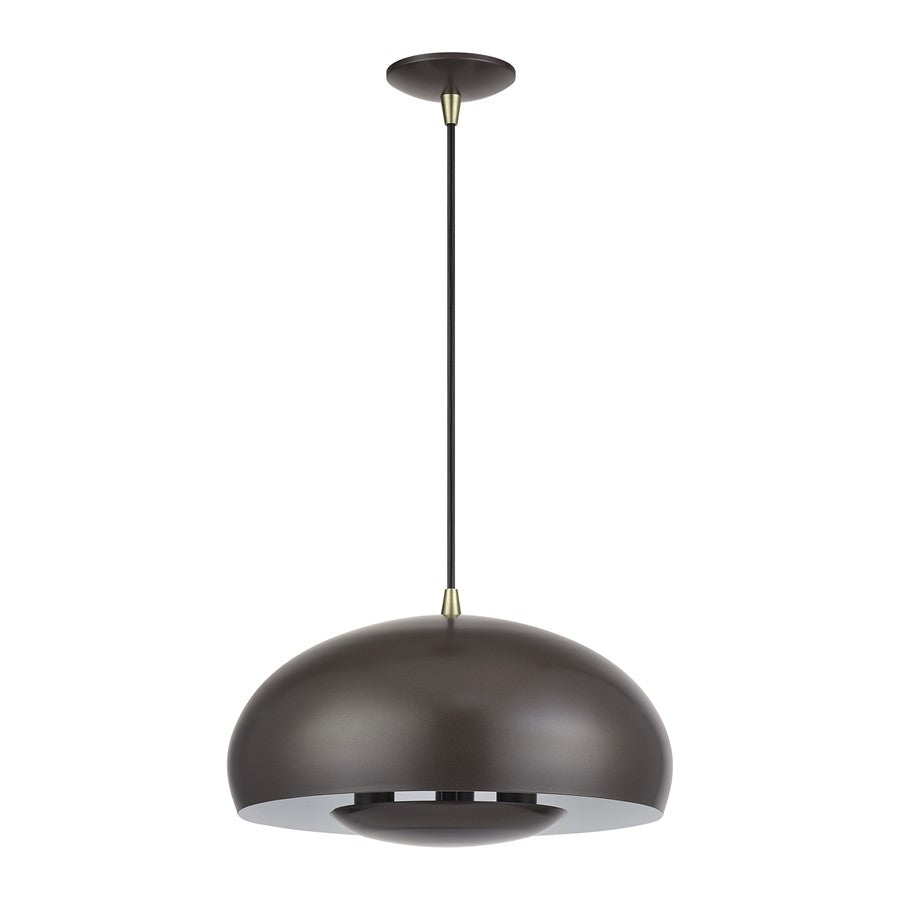 Livex Domma 3Lt Pendant, Bronze/Brass Accents/Bronze/Shiny White