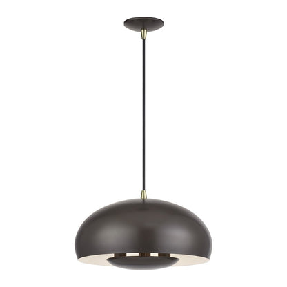 Livex Domma 3Lt Pendant, Bronze/Brass Accents/Bronze/Shiny White