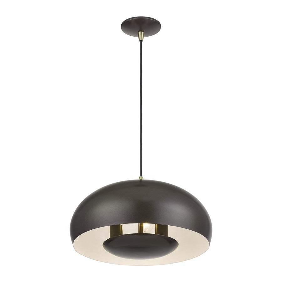 Livex Domma 3Lt Pendant, Bronze/Brass Accents/Bronze/Shiny White