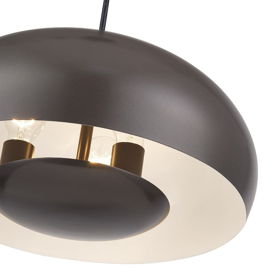 Livex Domma 3Lt Pendant, Bronze/Brass Accents/Bronze/Shiny White