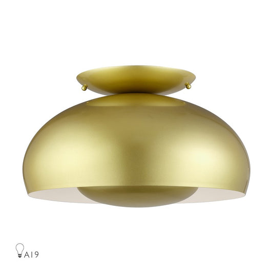 Livex Domma 3Lt Large Semi-Flush, Soft Gold/Soft Gold/Shiny White - 51517-33