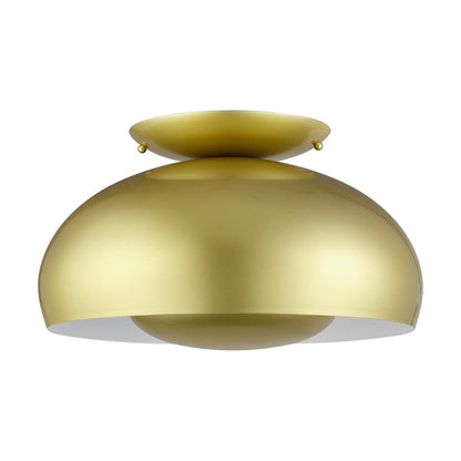 Livex Domma 3Lt Large Semi-Flush, Soft Gold/Soft Gold/Shiny White