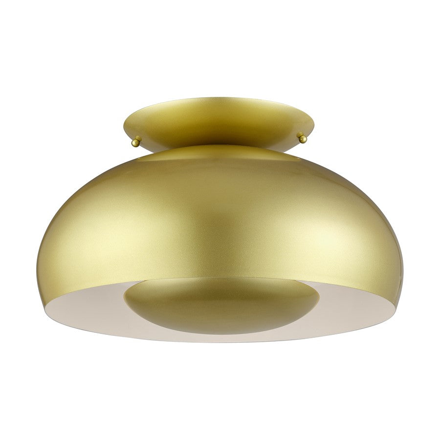 Livex Domma 3Lt Large Semi-Flush, Soft Gold/Soft Gold/Shiny White