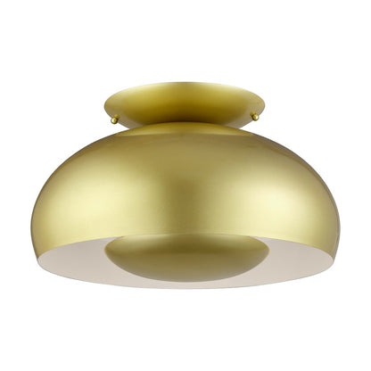 Livex Domma 3Lt Large Semi-Flush, Soft Gold/Soft Gold/Shiny White