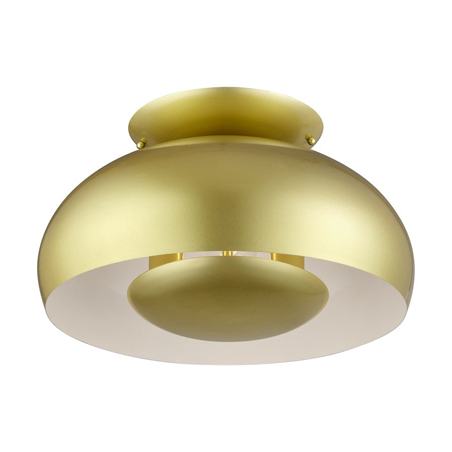 Livex Domma 3Lt Large Semi-Flush, Soft Gold/Soft Gold/Shiny White