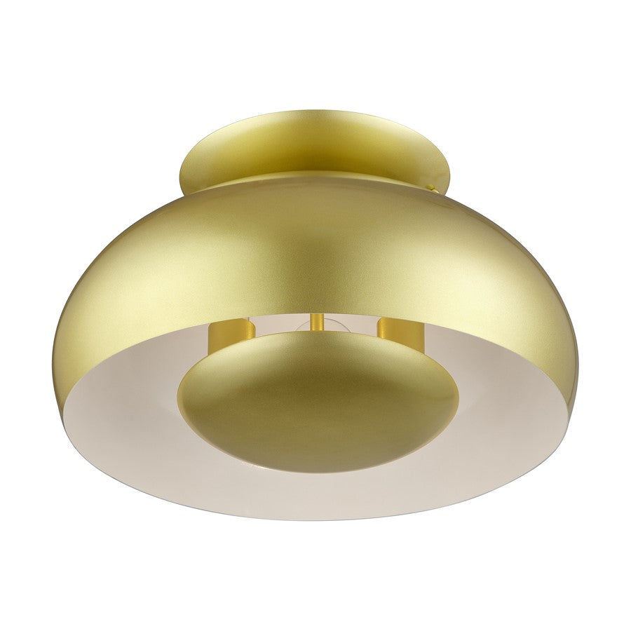 Livex Domma 3Lt Large Semi-Flush, Soft Gold/Soft Gold/Shiny White
