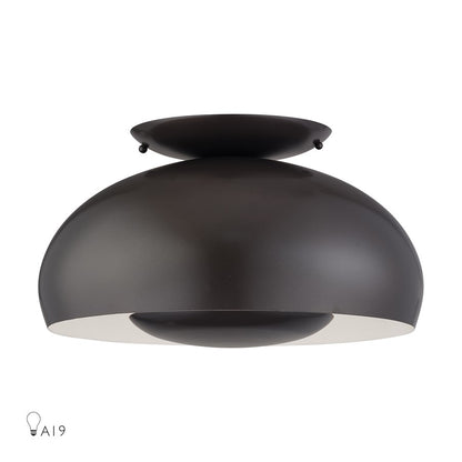 Livex Domma 3Lt Large Semi-Flush, Bronze/Bronze Steel/Shiny White - 51517-92