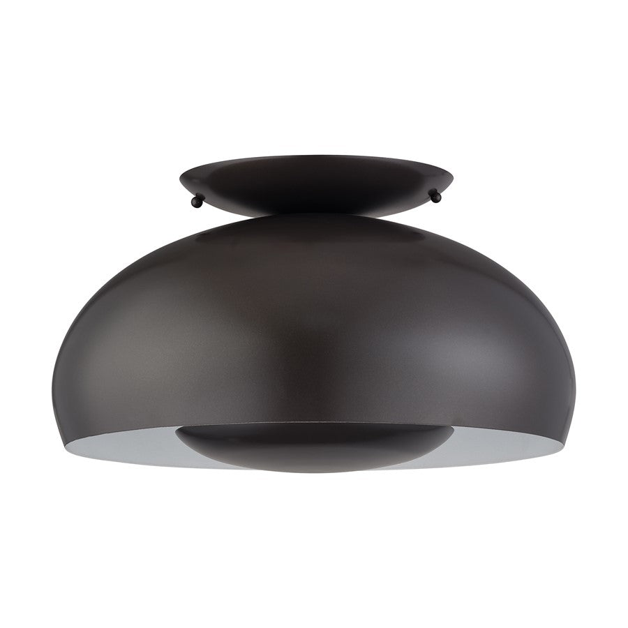 Livex Domma 3Lt Large Semi-Flush, Bronze/Bronze Steel/Shiny White